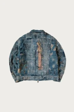Kapital BORO ZIP UP Blouson (VIRGIN MARY) - Indigo< Coats, Jackets, And Vests