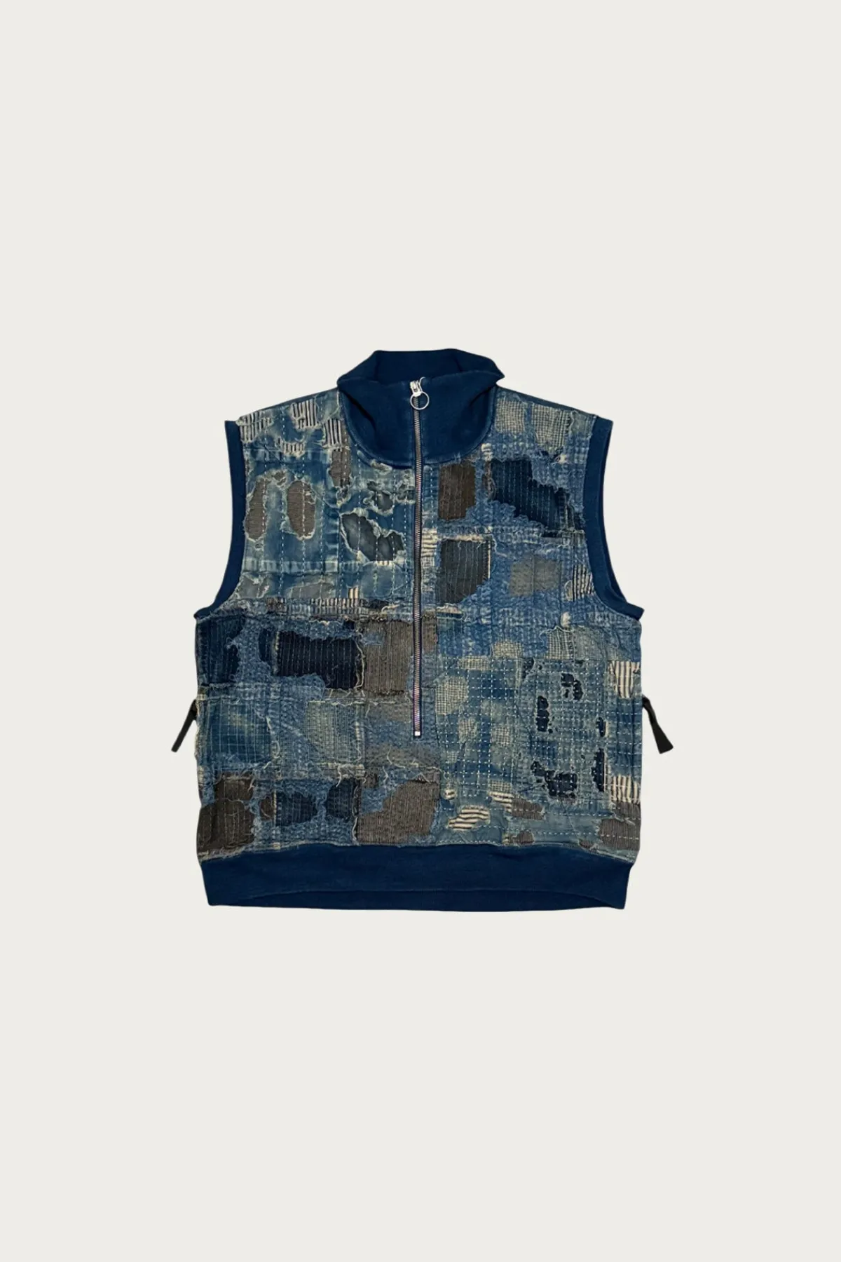 Kapital BOROxIDG SWT Half ZIP Vest - Indigo< Coats, Jackets, And Vests