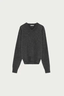 Lemaire Boxy V Neck Sweater - Grape Melange< Sweaters