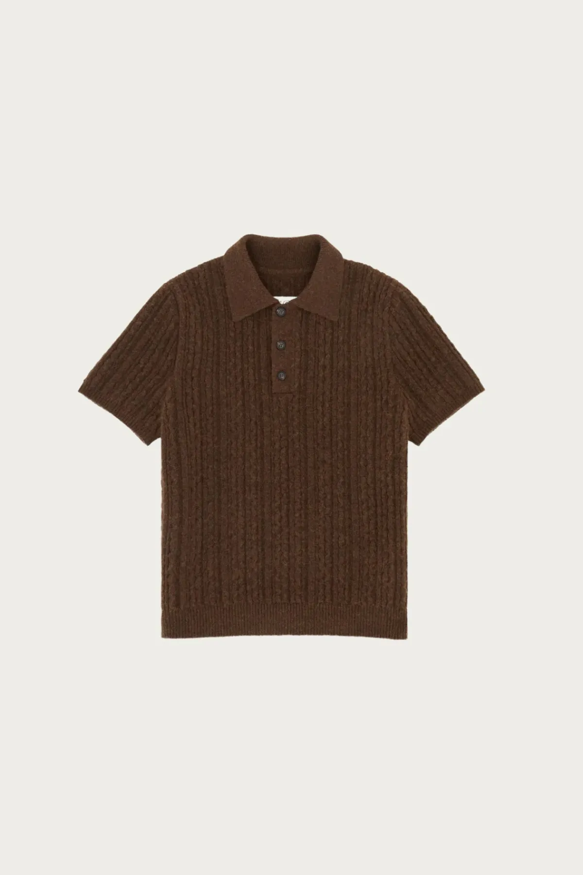 MM6 Maison Margiela Cable Knit Polo - Deep Brown< Shirts