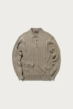 Beams Plus Cable Polo Pigment Dyed Yarn - Beige< Shirts