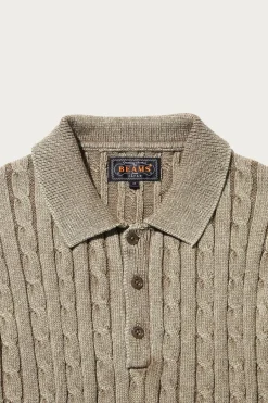 Beams Plus Cable Polo Pigment Dyed Yarn - Beige< Shirts