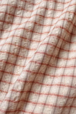Kapital Cotton Linen Seersucker Check Open-Collar Western BIG Shirt - Red< Shirts