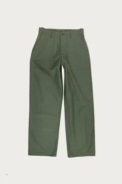 The Real McCoys Cotton Sateen OG-107 - Olive< Pants