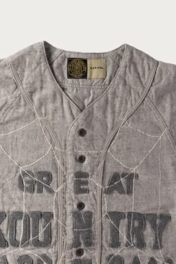 Kapital Cotton Wool GREAT KOUNTRY Baseball Shirt (KOUNTRY DREAM CATCH Remake) - Light Grey< Shirts