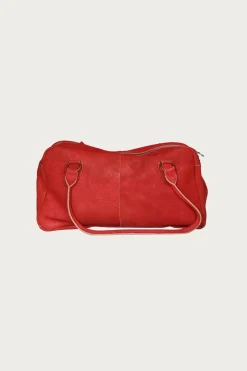 Kapital Crack Leather FARGO Bag (BONE PALM) - Red< Accessories