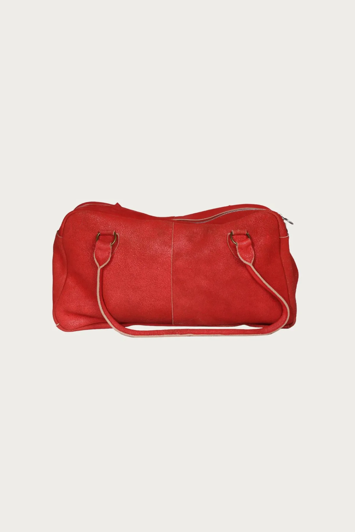 Kapital Crack Leather FARGO Bag (BONE PALM) - Red< Accessories