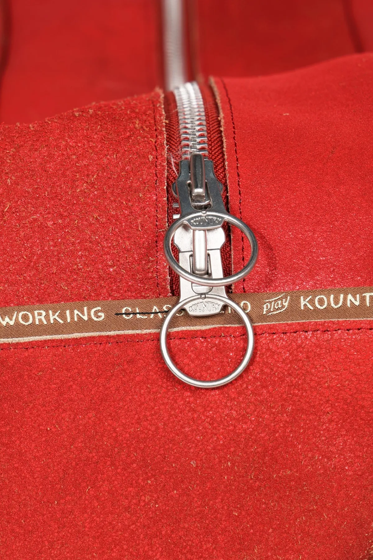 Kapital Crack Leather FARGO Bag (BONE PALM) - Red< Accessories