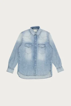 Wythe Denim Pearlsnap Shirt - Washed Indigo< Shirts