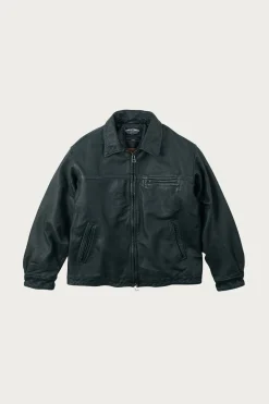 FrizmWORKS Destroyed Cowhide Leather Jacket - Washed Olive< Coats, Jackets, And Vests