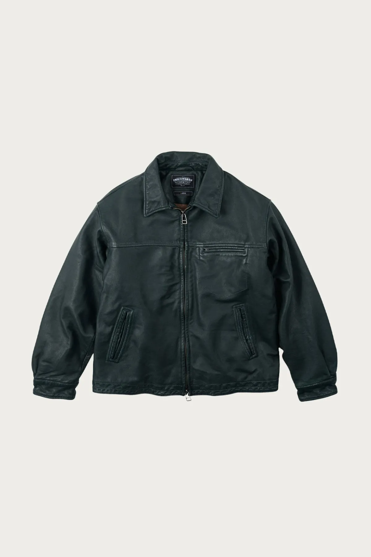 FrizmWORKS Destroyed Cowhide Leather Jacket - Washed Olive< Coats, Jackets, And Vests