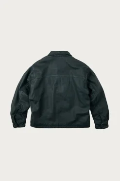 FrizmWORKS Destroyed Cowhide Leather Jacket - Washed Olive< Coats, Jackets, And Vests