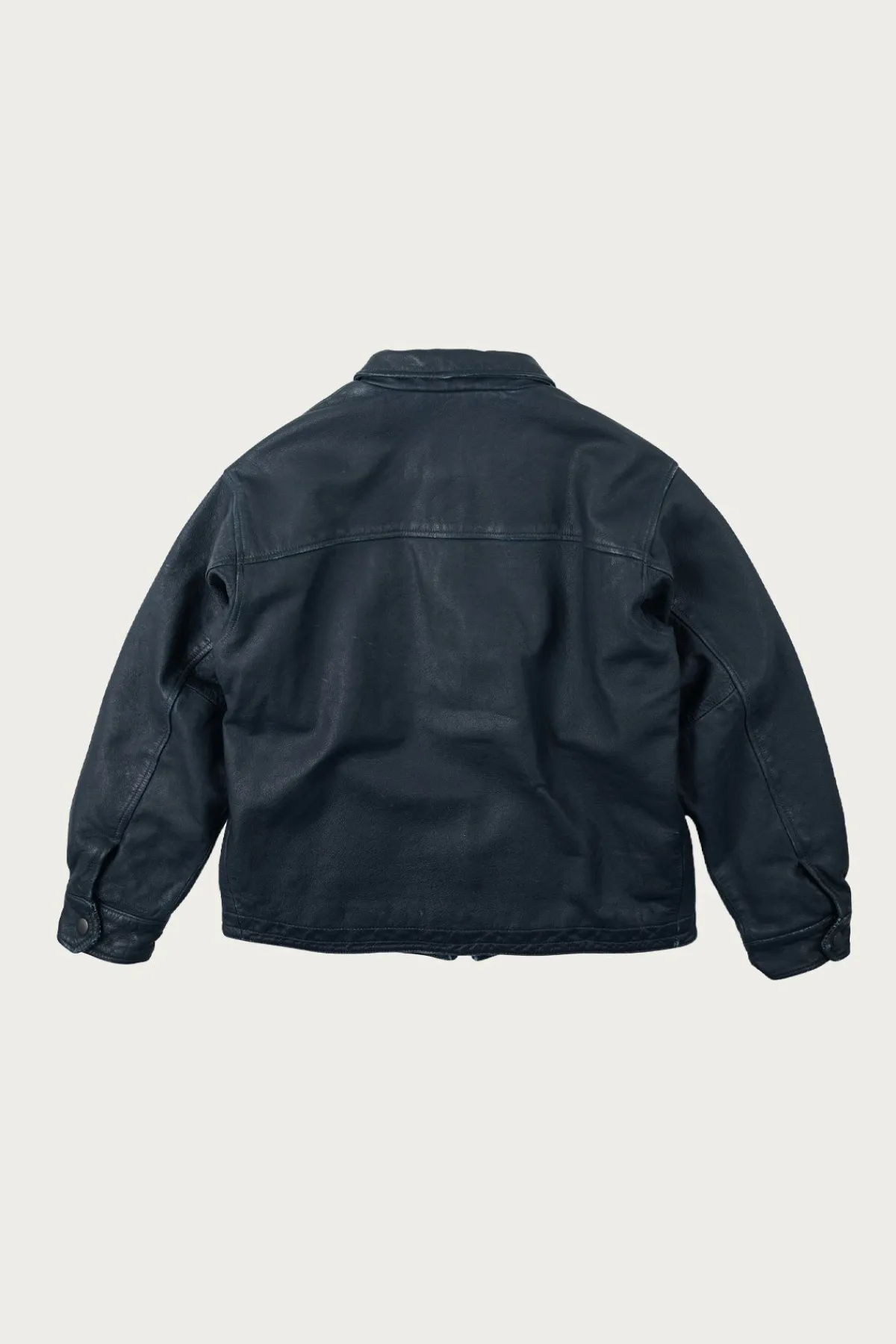 FrizmWORKS Destroyed Cowhide Leather Jacket - Washed Navy< Coats, Jackets, And Vests