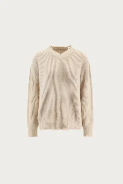 MM6 Maison Margiela Distressed V-Neck Sweater< Sweaters