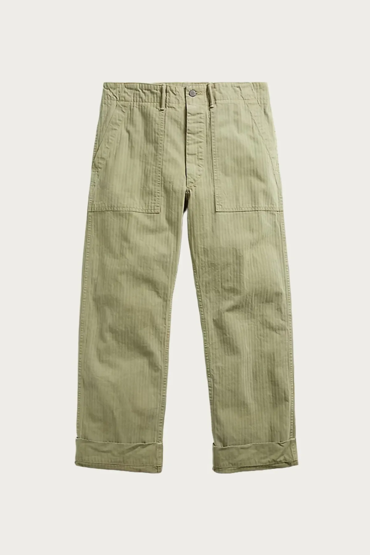 RRL Flat Front Cotton Herringbone Army Utility Pant - Brewster Green< Pants