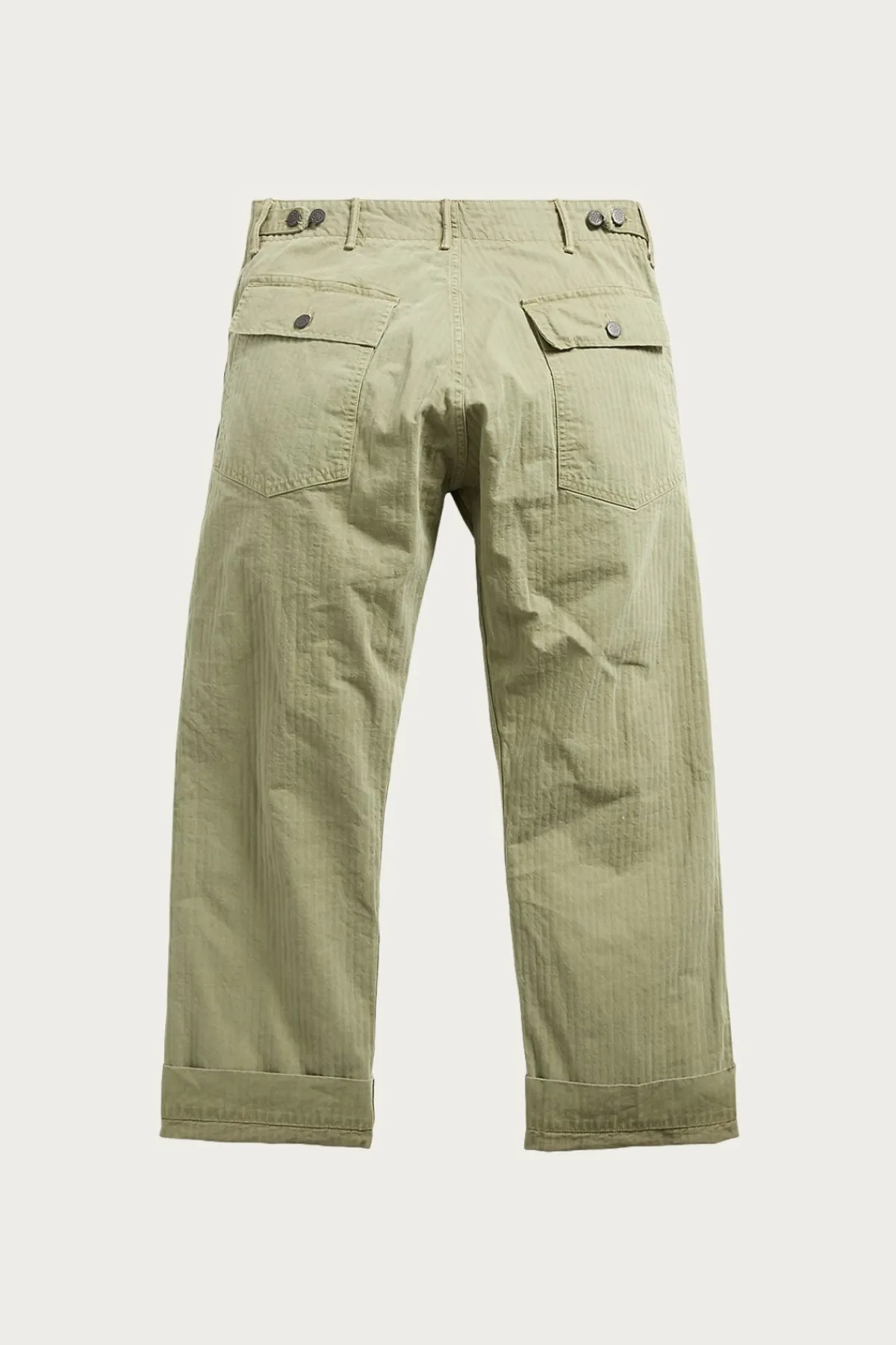 RRL Flat Front Cotton Herringbone Army Utility Pant - Brewster Green< Pants