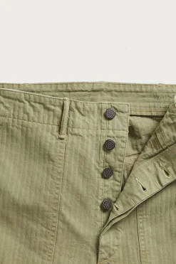 RRL Flat Front Cotton Herringbone Army Utility Pant - Brewster Green< Pants