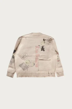 Kapital 5G Cotton Knit Crew Sweater (Memorial Paint Model) - Natural< Sweaters