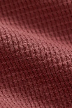 RRL Garment-Dyed Waffle-Knit Henley Shirt - Wine< Tees And Sweats