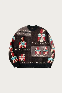 Kapital Hand Knit STD Cowichan Crew Sweater - Charcoal< Sweaters