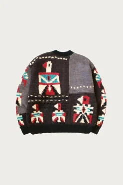 Kapital Hand Knit STD Cowichan Crew Sweater - Charcoal< Sweaters
