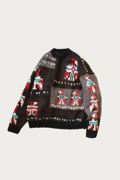 Kapital Hand Knit STD Cowichan Crew Sweater - Charcoal< Sweaters