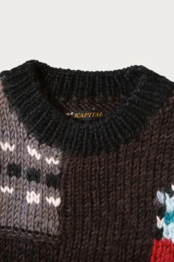 Kapital Hand Knit STD Cowichan Crew Sweater - Charcoal< Sweaters