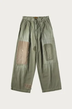 Kapital Herringbone FATIGUE Baggy Pants (RUSHFILED Remake) - Khaki< Pants