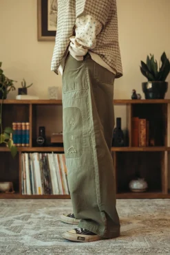 Kapital Herringbone FATIGUE Baggy Pants (RUSHFILED Remake) - Khaki< Pants
