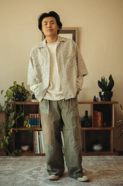 Kapital Herringbone FATIGUE Baggy Pants (RUSHFILED Remake) - Khaki< Pants