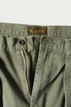 Kapital Herringbone FATIGUE Baggy Pants (RUSHFILED Remake) - Khaki< Pants