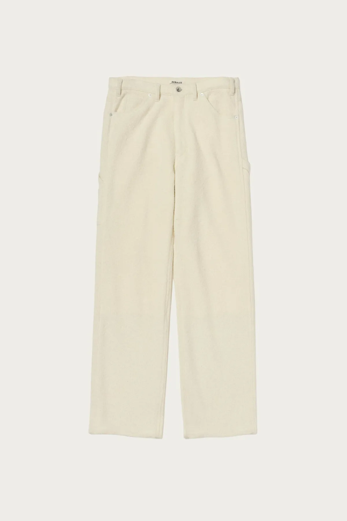 Auralee Homespun Tweed Painter Pants - Ivory White< Pants