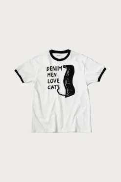 Kapital 20/-Jersey Ringer T (DENIM MEN LOVE CATS SCRATCH) - White< Shirts