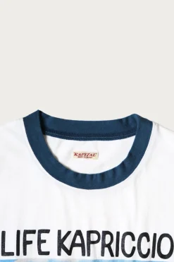 Kapital 20/-Jersey RINGER T (LIFE KAPRICCIO ROAD SIGN PAINTER) - White< Tees And Sweats