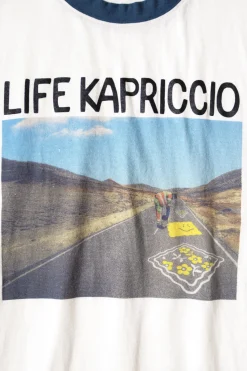 Kapital 20/-Jersey RINGER T (LIFE KAPRICCIO ROAD SIGN PAINTER) - White< Tees And Sweats