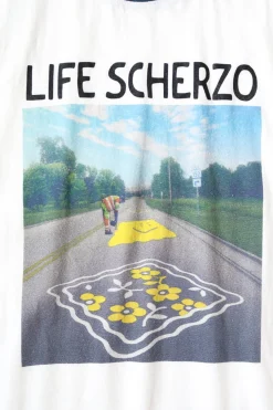 Kapital 20/-Jersey RINGER T(LIFE SCHERZO ROAD SIGN PAINTER) - White< Tees And Sweats