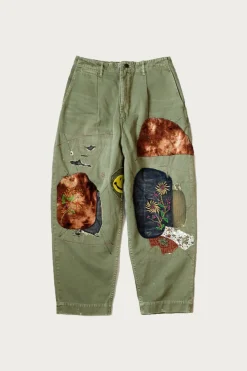 Kapital Katsuragi Cotton High Waist NIME Pants (Gypsy Patch Remake) - Khaki< Pants