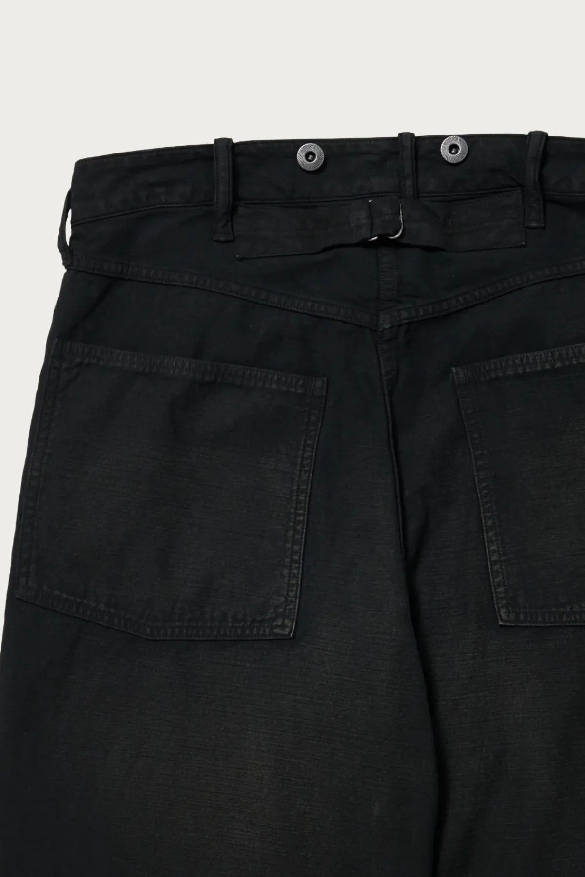 Taiga Takahashi Lot. 209 Buckle-Backed Trousers - Damaged Sumi Dyed Black< Pants