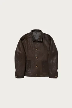 Taiga Takahashi Lot. 804 Leather Jacket c. 1930s - Mud Dyed Brown< Coats, Jackets, And Vests