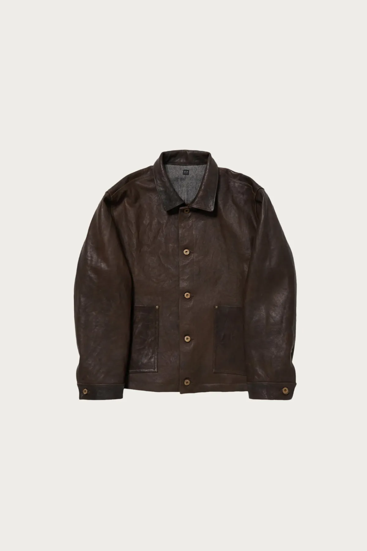 Taiga Takahashi Lot. 804 Leather Jacket c. 1930s - Mud Dyed Brown< Coats, Jackets, And Vests