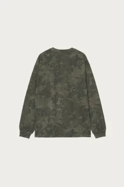 Carhartt Work In Progress L/S Camo Combi T-Shirt - Green/Olive Garment Dyed< Tees And Sweats