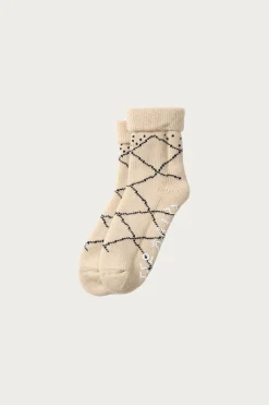 Rototo Merino Lambs Wool Room Socks "Beni Ouarain" - Ecru/Black< Accessories