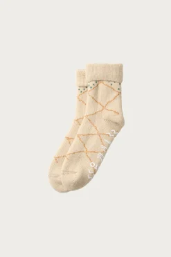 Rototo Merino Lambs Wool Room Socks "Beni Ouarain" - Ecru/Yellow< Accessories