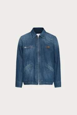 MM6 Maison Margiela Numerals Zip Up Denim Jacket - Faded Indigo< Coats, Jackets, And Vests