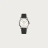 Kuoe Watches Old Smith 90-0001 - White Dial/Silver Case/Black Pebbled Leather Strap< Accessories
