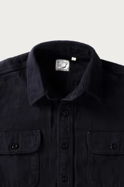 orSlow Organic Cotton Relax Fit Flannel Shirt - Navy< Pants