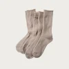 Rototo Organic Daily 3 Pack Crew Socks - Grayge< Accessories