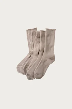 Rototo Organic Daily 3 Pack Crew Socks - Grayge< Accessories