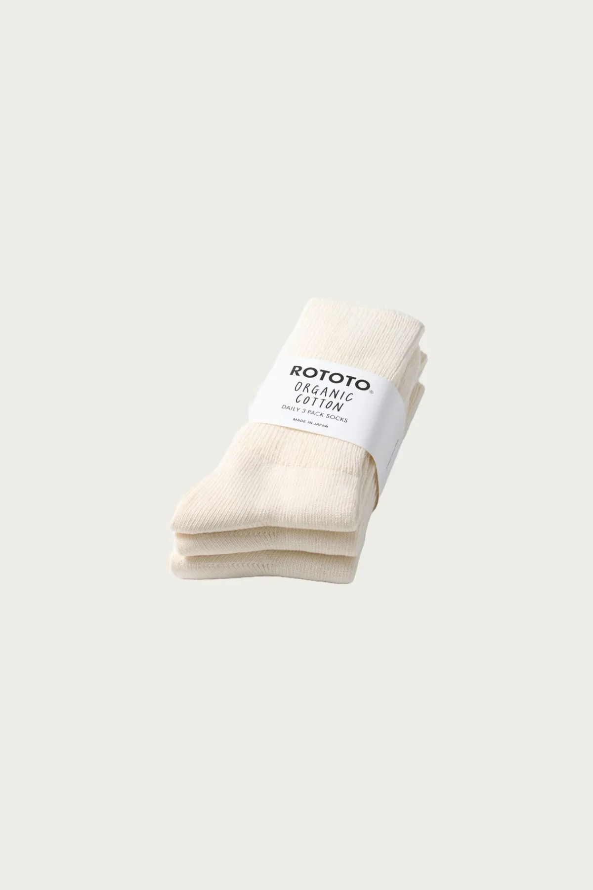 Rototo Organic Daily 3-Pack Ribbed Crew - Ivory< Accessories
