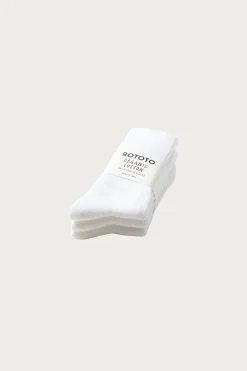 Rototo Organic Daily 3-Pack Ribbed Crew - White< Accessories